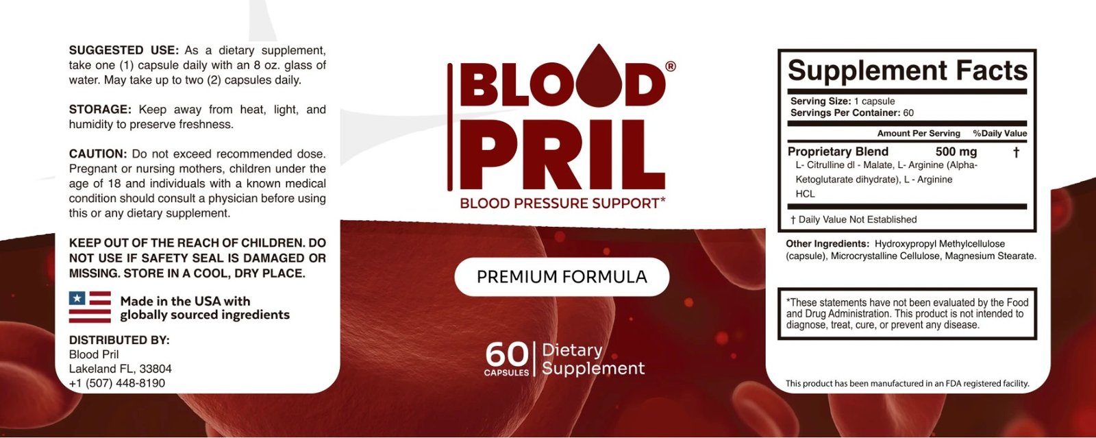 BloodPril Ingredients Label
